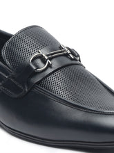 Load image into Gallery viewer, Men Black Solid Leather Formal Slip-On