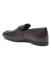 Load image into Gallery viewer, Men Brown Solid Leather Formal Slip-On