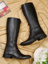 Load image into Gallery viewer, Teakwood Leather Men Textured Lace-up Brown Knee High Boots