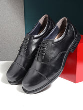 Load image into Gallery viewer, Teakwood Genuine Leather Black Oxford Shoes for Men