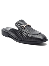Load image into Gallery viewer, Teakwood Leather Men Black Textured Mules