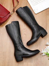 Load image into Gallery viewer, Teakwood Genuine Women Black Knee-High Heeled Boots