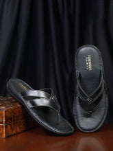Load image into Gallery viewer, Teakwood Leather Men Black Leather Flip-Flops