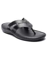 Load image into Gallery viewer, Teakwood Leather Men Black Leather Flip-Flops