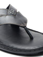 Load image into Gallery viewer, Teakwood Leather Men Black Leather Flip-Flops