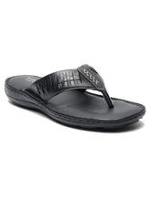 Load image into Gallery viewer, Teakwood Leather Men Leather Black Thong Flip-Flop