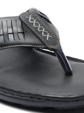 Load image into Gallery viewer, Teakwood Leather Men Leather Black Thong Flip-Flop