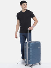 Load image into Gallery viewer, Blue-Toned Textured Hard-Sided Trolley Suitcase