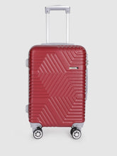 Load image into Gallery viewer, Maroon-Toned Textured Hard-Sided Cabin Trolley Suitcase
