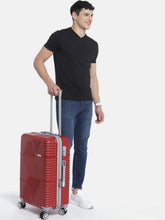 Load image into Gallery viewer, Maroon-Toned Textured Hard-Sided Medium Trolley Suitcase