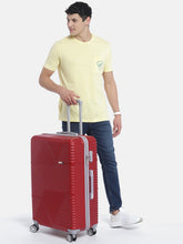 Load image into Gallery viewer, Maroon-Toned Textured Hard-Sided Large Trolley Suitcase