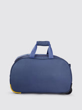 Load image into Gallery viewer, Navy Blue & Yellow Brand Logo Print Medium Duffel Trolley Bag