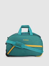 Load image into Gallery viewer, Navy Blue & Yellow Brand Logo Print Medium Duffel Trolley Bag