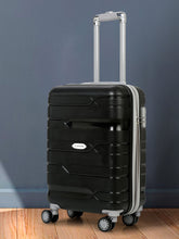 Load image into Gallery viewer, Teakwood Leather Black Patterned Hard-Sided Trolley Bag