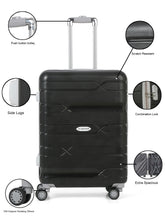 Load image into Gallery viewer, Teakwood Leather Black Patterned Hard-Sided Trolley Bag