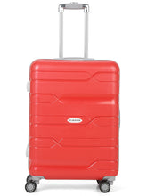 Load image into Gallery viewer, Teakwood Leather Red Patterned Hard-Sided Trolley Bag