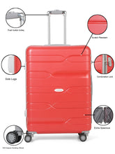 Load image into Gallery viewer, Teakwood Leather Red Patterned Hard-Sided Trolley Bag