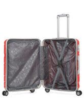 Load image into Gallery viewer, Teakwood Leather Red Patterned Hard-Sided Trolley Bag