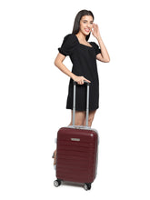 Load image into Gallery viewer, Unisex Coffee Brown Textured Hard Sided Cabin Size Trolley Bag