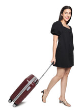 Load image into Gallery viewer, Unisex Coffee Brown Textured Hard Sided Cabin Size Trolley Bag