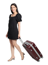 Load image into Gallery viewer, Unisex Coffee Brown Textured Hard Sided Medium Size Check-In Trolley Bag