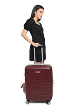 Load image into Gallery viewer, Unisex Coffee Brown Textured Hard Sided Medium Size Check-In Trolley Bag
