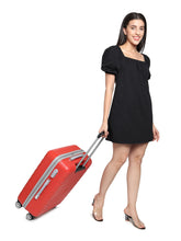 Load image into Gallery viewer, Unisex Red Textured Hard Sided Cabin Size Trolley Bag