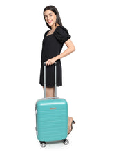 Load image into Gallery viewer, Unisex Turquoise Green Textured Hard Sided Cabin Size Trolley Bag