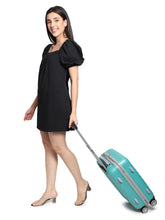 Load image into Gallery viewer, Unisex Turquoise Green Textured Hard Sided Cabin Size Trolley Bag