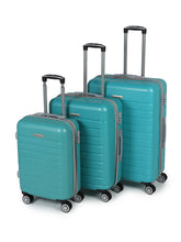 Load image into Gallery viewer, Unisex Set of 3 Turquoise Green Textured Hard Sided Trolley Bag