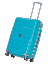 Load image into Gallery viewer, Teakwood Leather Unisex Blue Textured Hard-Sided Trolley Bag