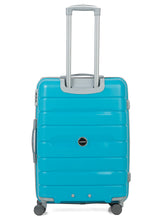 Load image into Gallery viewer, Teakwood Leather Unisex Blue Textured Hard-Sided Trolley Bag