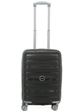 Load image into Gallery viewer, Teakwood Leather Unisex Black Textured Hard-Sided Cabin Trolley Bag