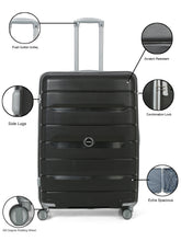 Load image into Gallery viewer, Teakwood Leather Unisex Black Textured Hard-Sided Cabin Trolley Bag