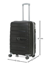 Load image into Gallery viewer, Teakwood Leather Unisex Black Textured Hard-Sided Medium Trolley Bag