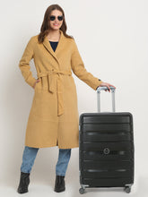 Load image into Gallery viewer, Teakwood Leather Unisex Black Textured Hard-Sided Medium Trolley Bag