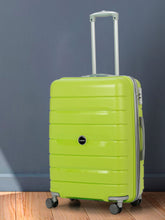 Load image into Gallery viewer, Teakwood Leather Unisex Green Textured Hard-Sided Trolley Bag