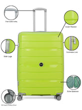 Load image into Gallery viewer, Teakwood Leather Unisex Green Textured Hard-Sided Trolley Bag