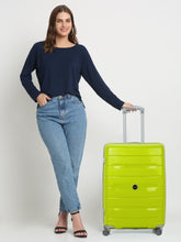 Load image into Gallery viewer, Teakwood Leather Unisex Green Textured Hard-Sided Trolley Bag