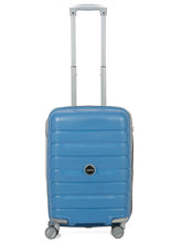 Load image into Gallery viewer, Teakwood Leather Unisex Blue Textured Hard-Sided Cabin Trolley Bag