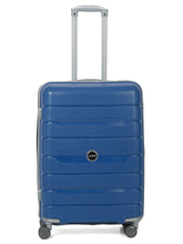 Load image into Gallery viewer, Teakwood Leather Unisex Blue Textured Hard-Sided Large Trolley Bag