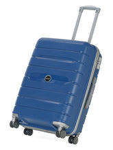Load image into Gallery viewer, Teakwood Leather Unisex Blue Textured Hard-Sided Large Trolley Bag