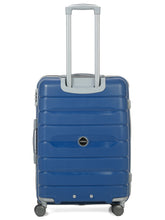 Load image into Gallery viewer, Teakwood Leather Unisex Blue Textured Hard-Sided Medium Trolley Bag