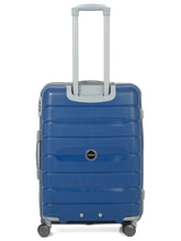 Load image into Gallery viewer, Teakwood Leather Unisex Blue Textured Hard-Sided Large Trolley Bag