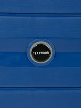 Load image into Gallery viewer, Teakwood Leather Unisex Blue Textured Hard-Sided Medium Trolley Bag