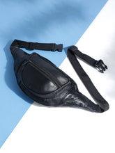 Load image into Gallery viewer, Teakwood Genuine Leather Black Waist Pouch