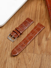 Load image into Gallery viewer, Teakwood Brown Croco Texture Leather 22 MM Watch Strap