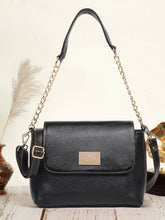 Load image into Gallery viewer, Black Leather Structured Shoulder Bag