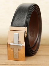 Load image into Gallery viewer, Men Black Textured Leather Belt