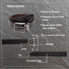 Load image into Gallery viewer, Teakwood Men Genuine Leather Black & Brown Solid Reversible Belt